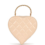 Chanel Vintage Heart Vanity Bag Beige and Black Patent Antique Gold Hardware