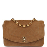Chanel Vintage Mini Diana Flap Bag Brown Suede Gold Hardware