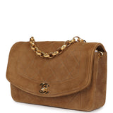 Chanel Vintage Mini Diana Flap Bag Brown Suede Gold Hardware