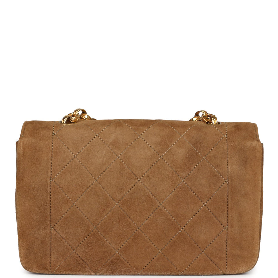 Chanel Vintage Mini Diana Flap Bag Brown Suede Gold Hardware