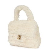 Chanel Vintage Micro Kelly Child White Rabbit Fur Gold Hardware