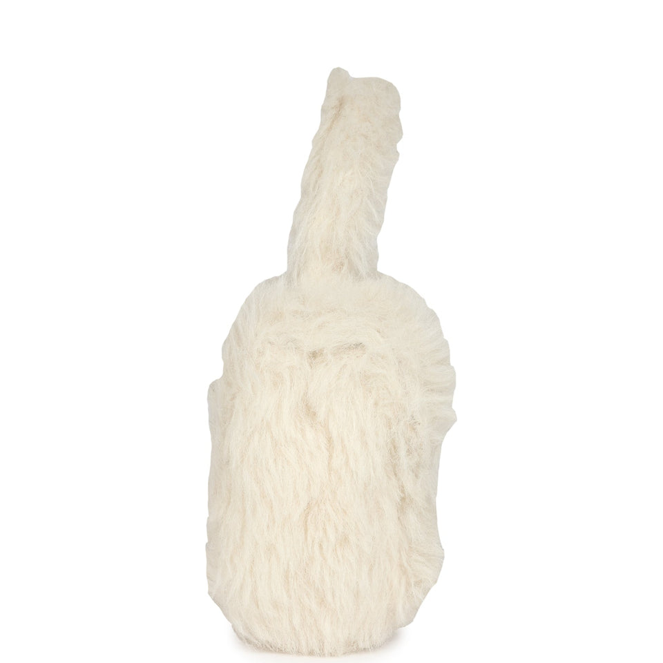 Chanel Vintage Micro Kelly Child White Rabbit Fur Gold Hardware