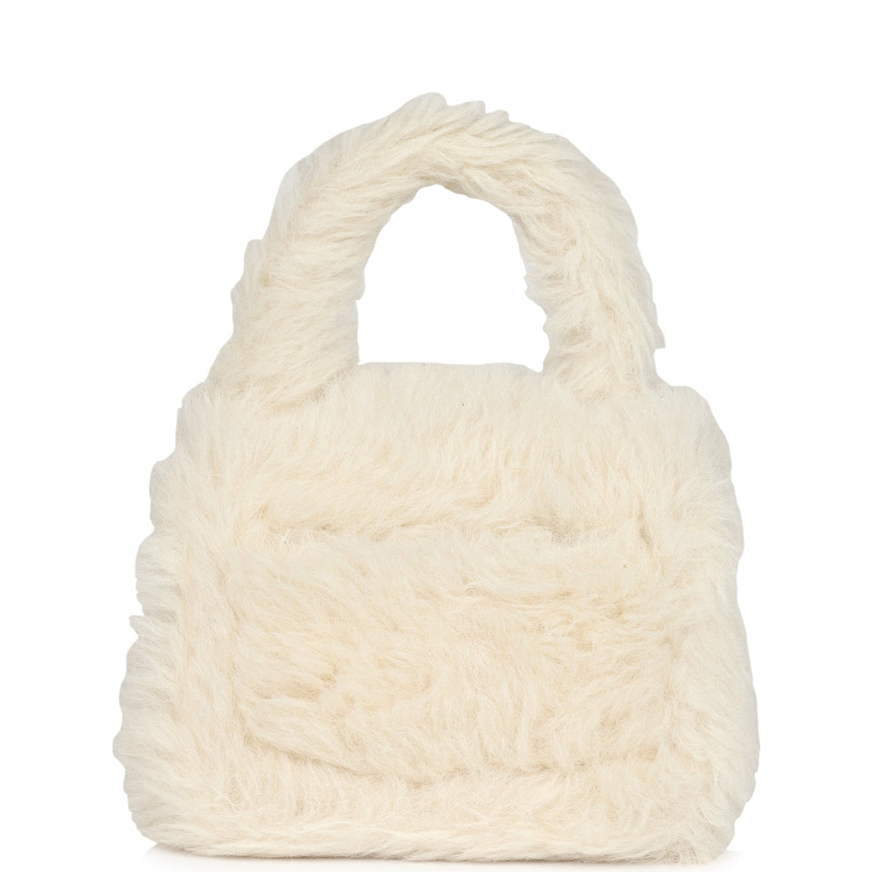 Chanel Vintage Micro Kelly Child White Rabbit Fur Gold Hardware