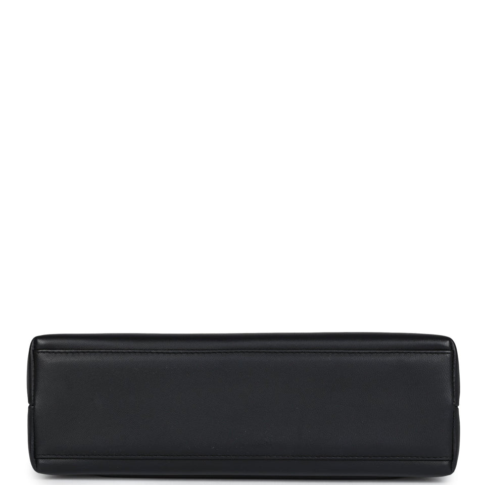 Chanel Vintage Large Kelly Black Lambskin Gold Hardware