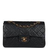 Chanel Vintage Small Classic Double Flap Black Lambskin Gold Hardware