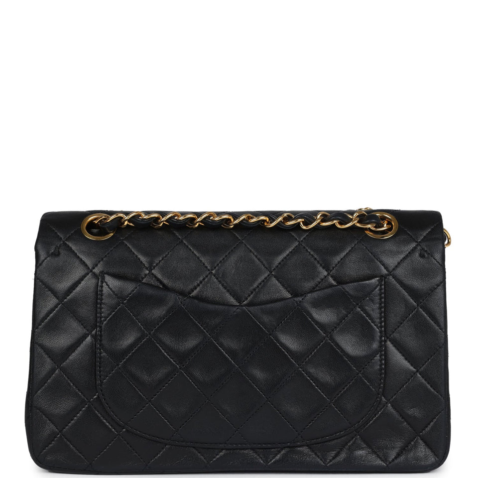 Chanel Vintage Small Classic Double Flap Black Lambskin Gold Hardware