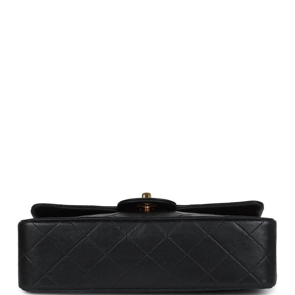 Chanel Vintage Small Classic Double Flap Black Lambskin Gold Hardware