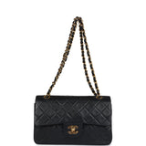 Chanel Vintage Small Classic Double Flap Black Lambskin Gold Hardware