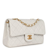 Chanel Vintage Small Classic Double Flap Bag White Lambskin Gold Hardware