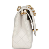 Chanel Vintage Small Classic Double Flap Bag White Lambskin Gold Hardware