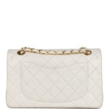 Chanel Vintage Small Classic Double Flap Bag White Lambskin Gold Hardware