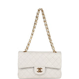 Chanel Vintage Small Classic Double Flap Bag White Lambskin Gold Hardware