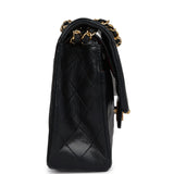 Chanel Vintage Medium Classic Double Flap Bag Black Lambskin Gold Hardware