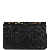 Chanel Vintage Medium Classic Double Flap Bag Black Lambskin Gold Hardware