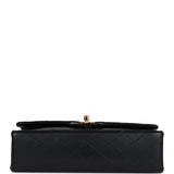 Chanel Vintage Medium Classic Double Flap Bag Black Lambskin Gold Hardware