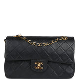 Chanel Vintage Small Classic Double Flap Black Lambskin Gold Hardware
