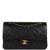 Chanel Vintage Medium Classic Double Flap Bag Black Lambskin Gold Hardware
