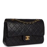 Chanel Vintage Medium Classic Double Flap Bag Black Lambskin Gold Hardware