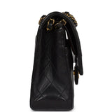 Chanel Vintage Medium Classic Double Flap Bag Black Lambskin Gold Hardware