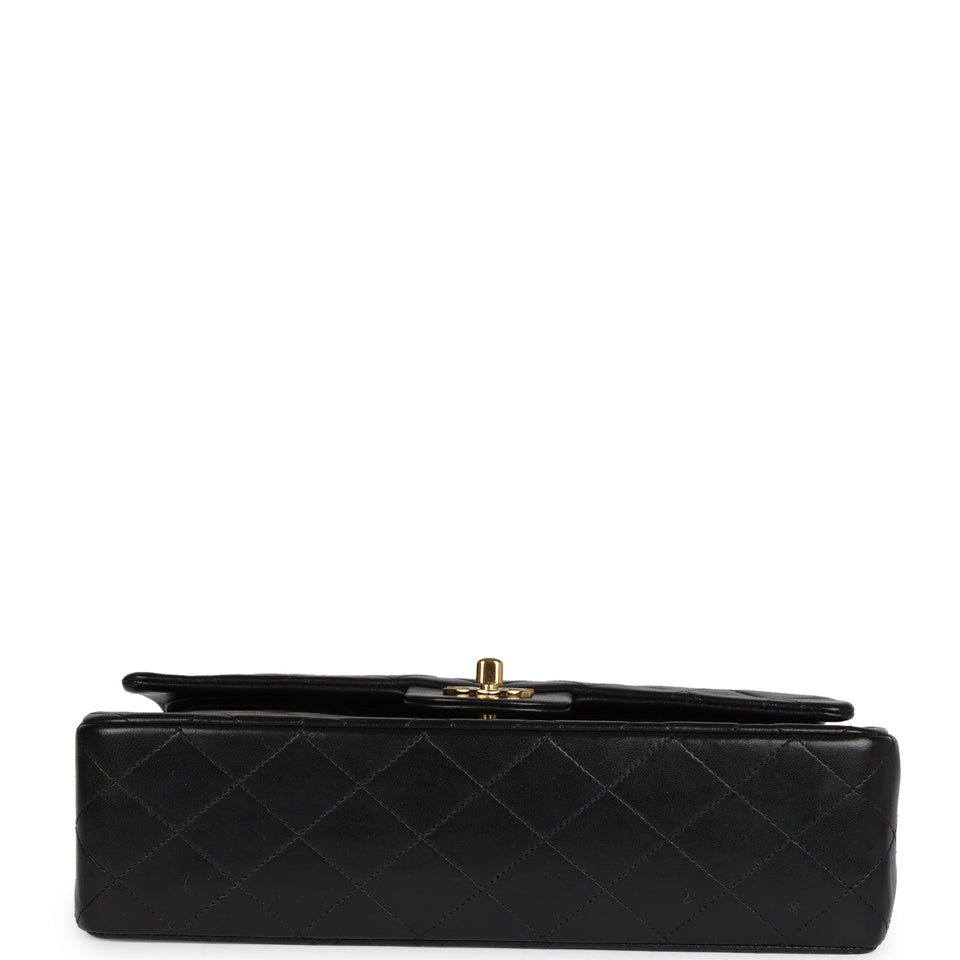 Chanel Vintage Medium Classic Double Flap Bag Black Lambskin Gold Hardware