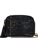 Chanel Vintage Large Front Pocket Camera Bag Black Lambskin Gold Hardware