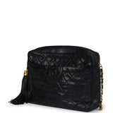Chanel Vintage Large Front Pocket Camera Bag Black Lambskin Gold Hardware