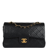 Chanel Vintage Small Classic Double Flap Black Lambskin Gold Hardware