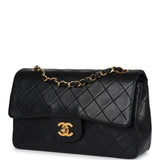 Chanel Vintage Small Classic Double Flap Black Lambskin Gold Hardware