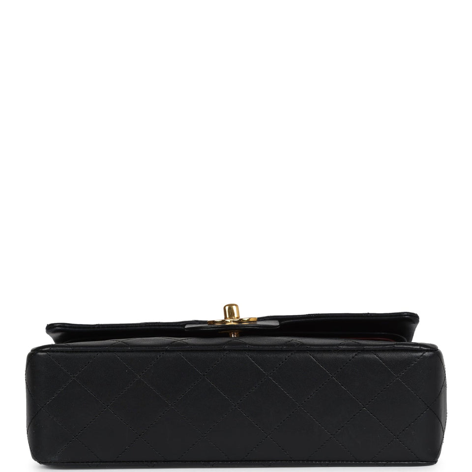 Chanel Vintage Small Classic Double Flap Black Lambskin Gold Hardware