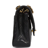 Chanel Vintage Medium Classic Double Flap Bag Black Lambskin Gold Hardware