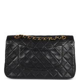 Chanel Vintage Medium Classic Double Flap Bag Black Lambskin Gold Hardware