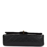 Chanel Vintage Medium Classic Double Flap Bag Black Lambskin Gold Hardware