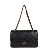 Chanel Vintage Medium Classic Double Flap Bag Black Lambskin Gold Hardware