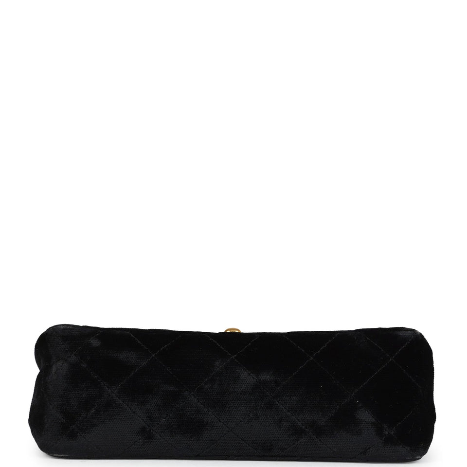 Chanel Vintage Mini Square Flap Bag Black Velvet Gold Hardware