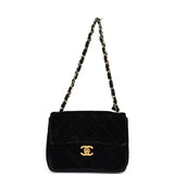 Chanel Vintage Mini Square Flap Bag Black Velvet Gold Hardware