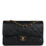 Chanel Vintage Small Classic Double Flap Black Lambskin Gold Hardware