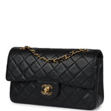 Chanel Vintage Small Classic Double Flap Black Lambskin Gold Hardware