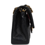Chanel Vintage Small Classic Double Flap Black Lambskin Gold Hardware