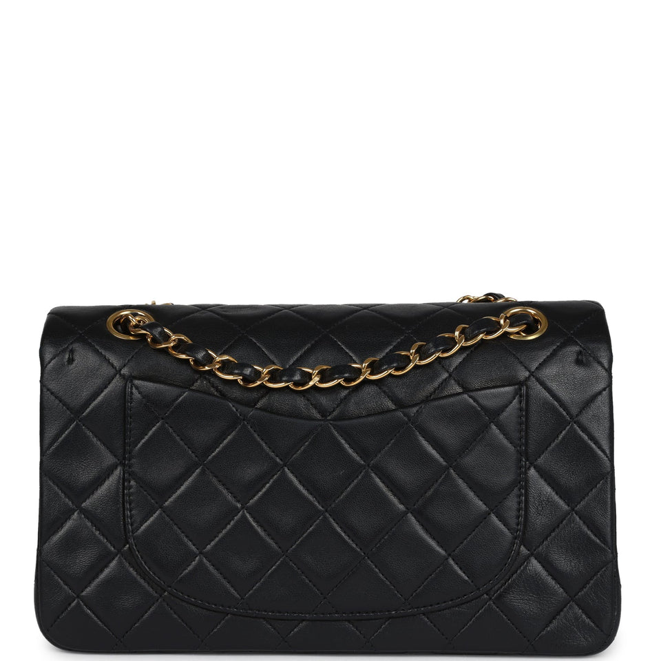Chanel Vintage Small Classic Double Flap Black Lambskin Gold Hardware