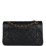 Chanel Vintage Small Classic Double Flap Black Lambskin Gold Hardware