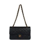 Chanel Vintage Small Classic Double Flap Black Lambskin Gold Hardware