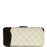 Chanel Vintage Rectangular Vanity Box Brown and White Cow Print Pony Hair Antique Gold Hardware