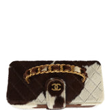Chanel Vintage Rectangular Vanity Box Brown and White Cow Print Pony Hair Antique Gold Hardware