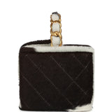 Chanel Vintage Square Vanity Box Brown and White Cow Print Pony Hair Antique Gold Hardware