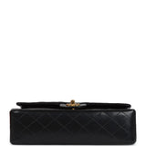 Chanel Vintage Medium Classic Double Flap Bag Black Lambskin Gold Hardware