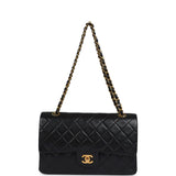 Chanel Vintage Medium Classic Double Flap Bag Black Lambskin Gold Hardware