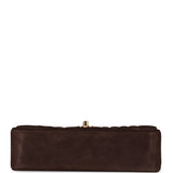 Chanel Vintage Medium Vertical Flap Bag Brown Suede Gold Hardware