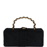Chanel Vintage Rectangular Vanity Box Black Pony Hair Antique Gold Hardware
