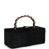 Chanel Vintage Rectangular Vanity Box Black Pony Hair Antique Gold Hardware