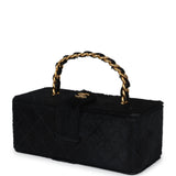 Chanel Vintage Rectangular Vanity Box Black Pony Hair Antique Gold Hardware